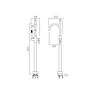 Vado Individual Origins Floor Standing Bath Mixer Tap With Shower Kit - Image 3