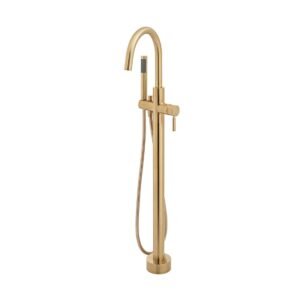 Vado Individual Origins Floor Standing Bath Mixer Tap With Shower Kit - Brushed Gold