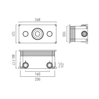 Vado Individual Zone 2 Button 2 Outlet Horizontal Concealed Thermostatic Push Button Shower Valve - Image 6