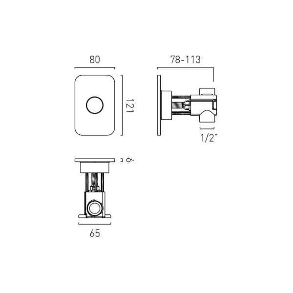 Vado Zone 1 Button 1 Outlet Vertical Concealed Stop Push Button Shower Valve to pair - Image 4