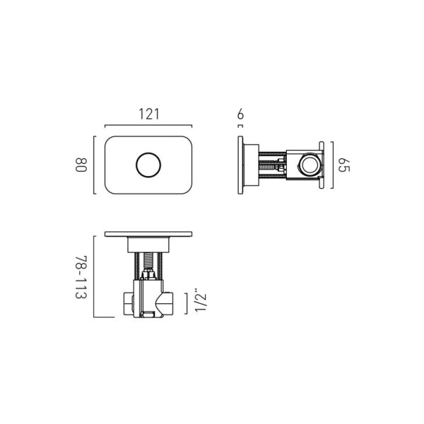 Vado Zone 1 Button 1 Outlet Horizontal Concealed Stop Push Button Shower Valve to pair - Image 2