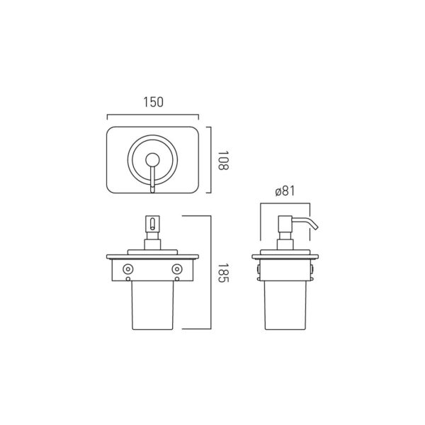 Vado Muse Soap Dispenser With White Glass Shelf - 150mm Wide - Image 2