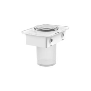 Vado Muse Frosted Glass Tumbler with Black Glass – 150mm Wide - Matt White