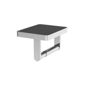 Vado Muse Toilet Paper Roll Holder with Black Glass - Chrome