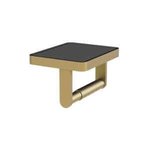 Vado Muse Toilet Paper Roll Holder with Black Glass - Satin Brass