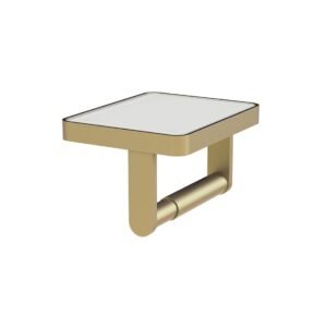 Vado Muse Toilet Paper Roll Holder with White Glass - Satin Brass