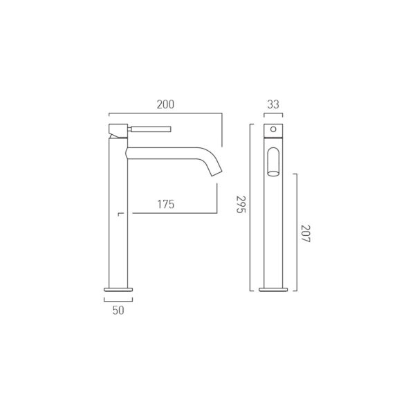 Vado Origins Deck Mounted Slimline Tall Basin Mixer Tap - Chrome - Image 2