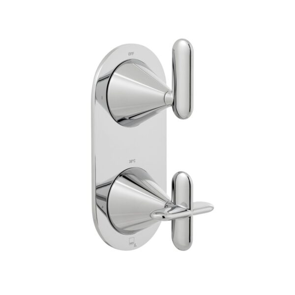 Vado Tablet Arrondi Wall Mounted 1 Outlet 2 Handle Concealed Thermostatic Shower Valve - Chrome