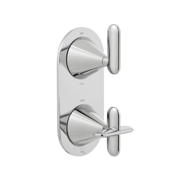 Vado Tablet Arrondi Wall Mounted 2 Outlet 2 Handle Concealed Thermostatic Shower Valve - Chrome