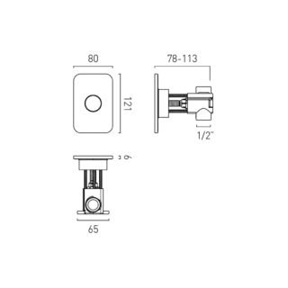 Vado Zone 1 Button 1 Outlet Vertical Concealed Stop Push Button Shower Valve To Pair - Chrome - Image 5