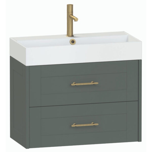 Calypso Chiltern 2 Drawer Wall Hung Slim Vanity Unit With Memphis Ceramic White Basin - 800mm Wide - 1 TH