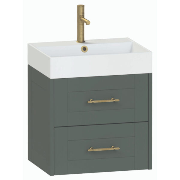 Calypso Chiltern 2 Drawer Wall Hung Vanity Unit With Memphis Ceramic White Basin - 600mm Wide - 1 TH