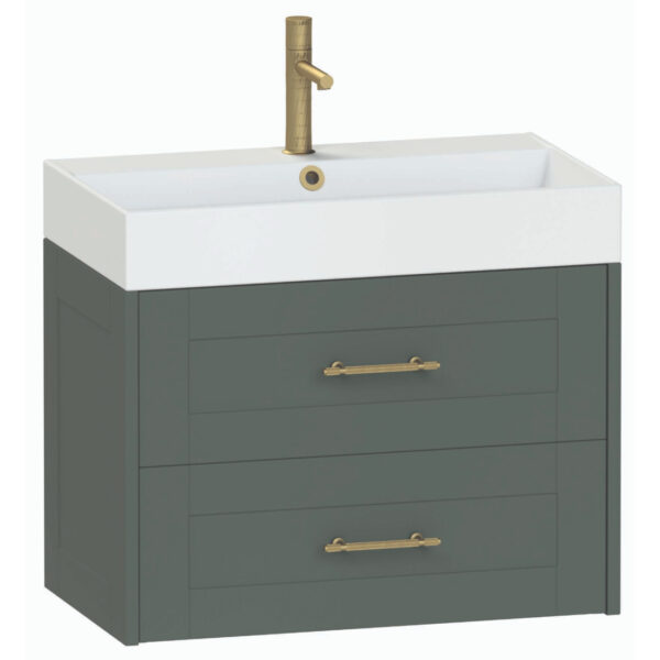 Calypso Chiltern 2 Drawer Wall Hung Vanity Unit With Memphis Ceramic White Basin - 800mm Wide - 1 TH