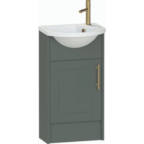 Calypso Chiltern 1 Door Floor Standing Slim Vanity Unit With Art Cast Marble White Basin - 450mm Wide - 1 TH - RH