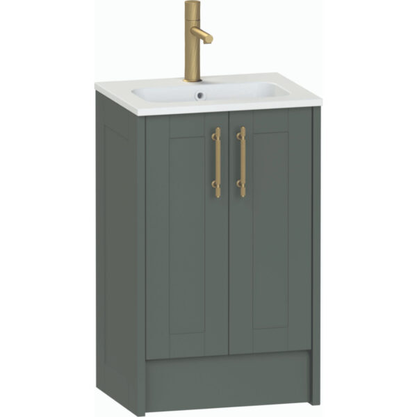 Calypso Chiltern 2 Door Floor Standing Slim Vanity Unit With Idro Cast Marble Gloss White Basin - 500mm Wide - 1 TH