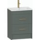 Calypso Chiltern 2 Drawer Floor Standing Slim Vanity Unit With Idro Cast Marble White Basin - 600mm Wide - 1 TH