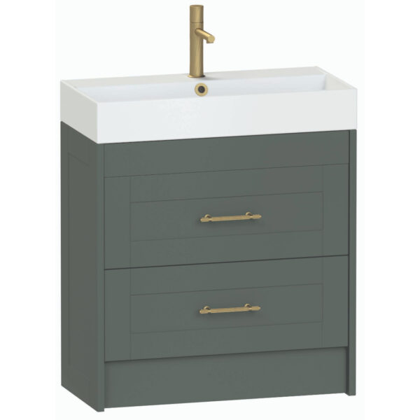 Calypso Chiltern 2 Drawer Floor Standing Slim Vanity Unit With Memphis Ceramic White Basin - 800mm Wide - 1 TH