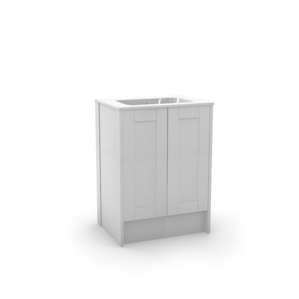 Calypso Chiltern 2 Door Floor Standing Vanity Unit With Calypstone Aura Storm Grey Basin - 600mm Wide - No TH - Image 3