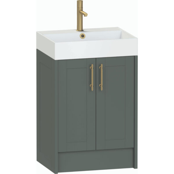 Calypso Chiltern 2 Door Floor Standing Vanity Unit With Memphis Ceramic White Basin - 600mm Wide - 1 TH