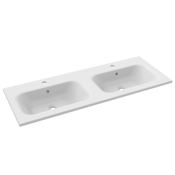 Calypso Chiltern 4 Door Floor Standing Vanity Unit With Orani Cast Marble Gloss White Double Basin - 1200mm Wide - Image 2