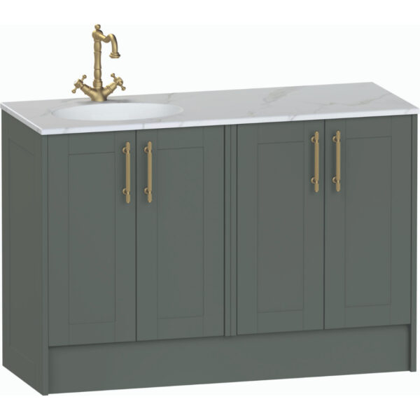 Calypso Chiltern 4 Door Floor Standing Vanity Unit With Calypstone Aura Storm Grey Basin - 1200mm Wide - No TH - LH