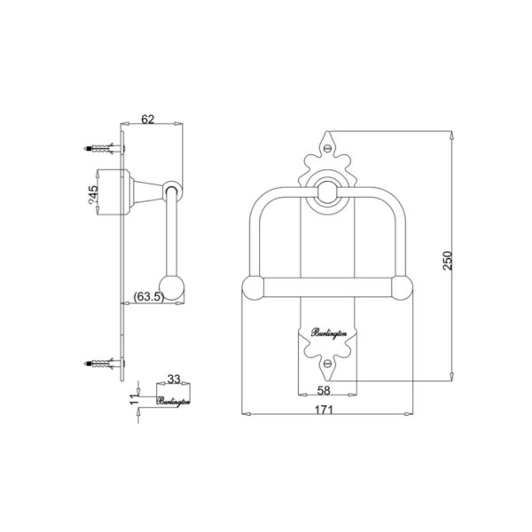 Burlington Spire Toilet Roll Holder - Chrome - Image 2