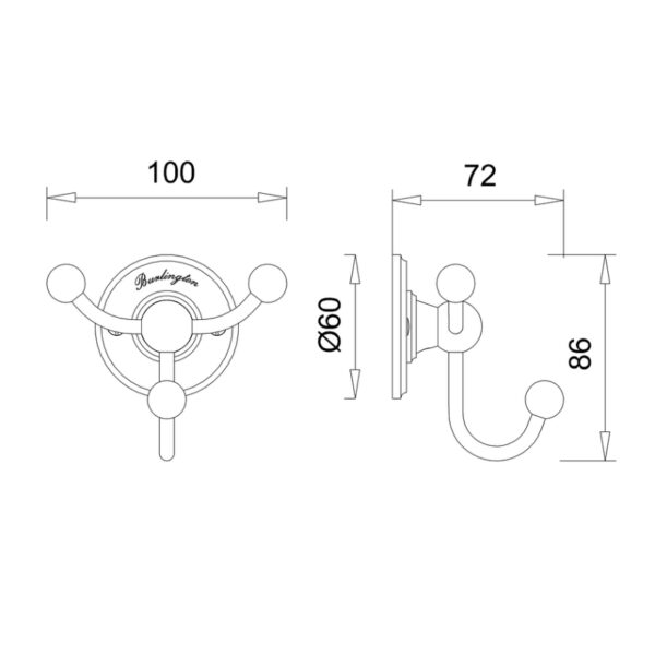 Burlington Triple Robe Hook - Chrome - Image 2