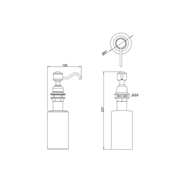 Burlington Surface Mounted Liquid Soap Dispenser - Chrome - Image 2