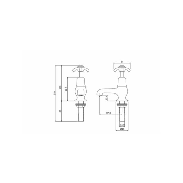 Burlington Anglesey Cloakroom Basin Pillar Taps - Image 3