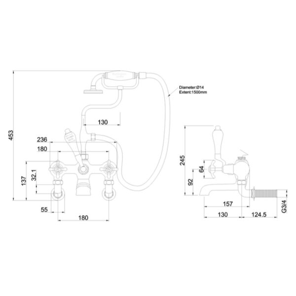 Burlington Anglesey Wall Mounted Bath Shower Mixer Tap - Image 3