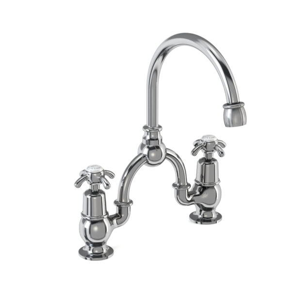 Burlington Anglesey Bridge Basin Mixer Tap With 200mm Curved Spout