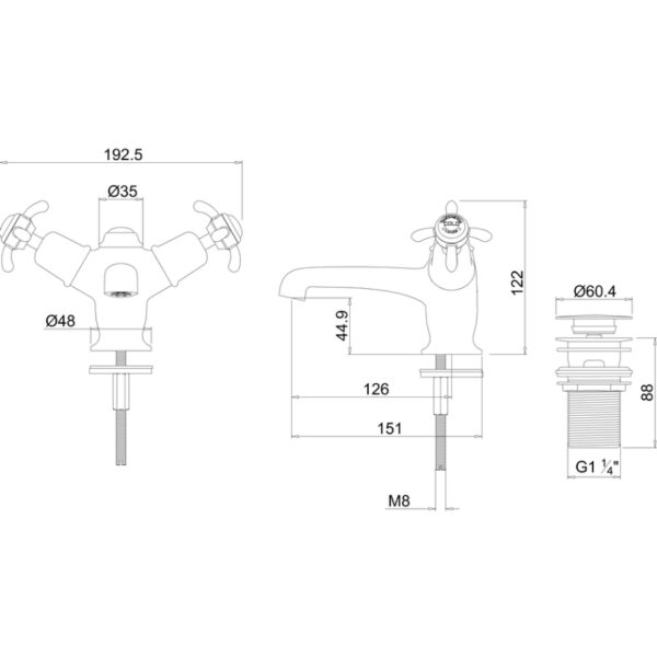 Burlington Anglesey Mono Basin Mixer Tap With Sprung Plug Waste - Image 3