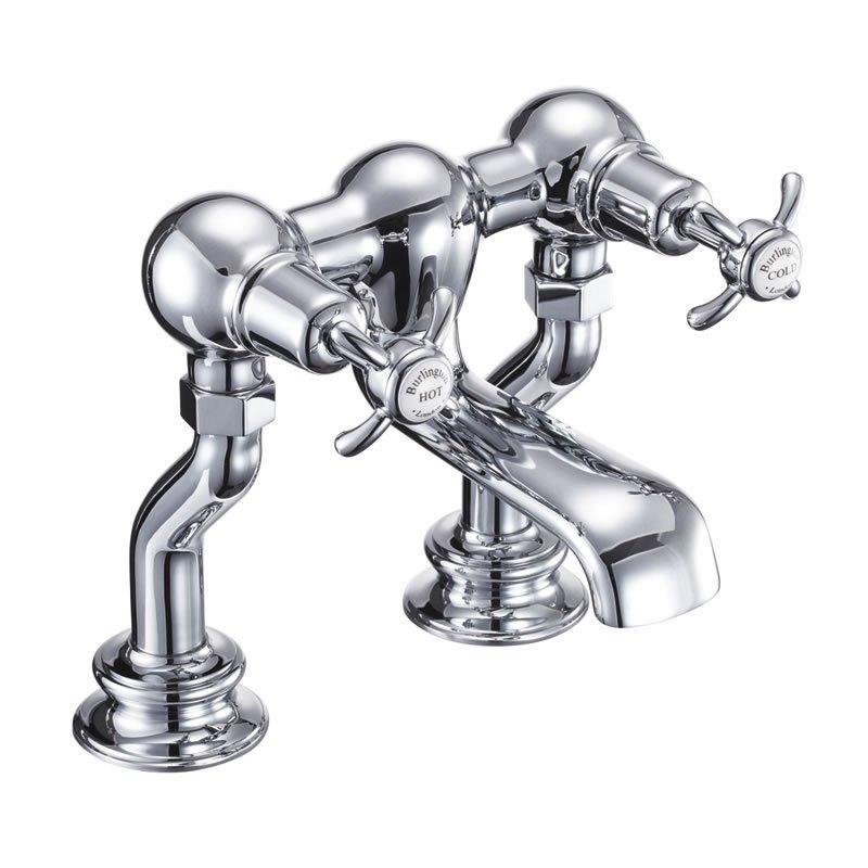 Burlington Anglesey Deck Mounted Regent Bath Filler Tap - Chrome/White