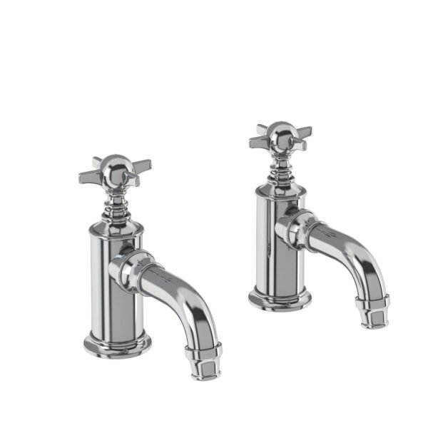 Burlington Arcade Cloakroom Basin Pillar Taps With Crosshead Handles - Chrome