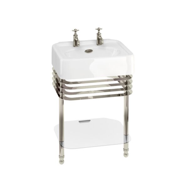 Burlington Arcade Basin With Washstand - 600mm Wide - 2 TH - White