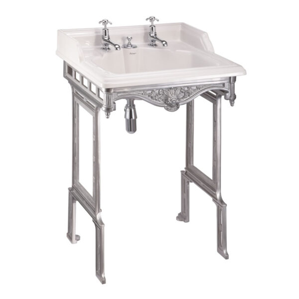 Burlington Classic Basin With Washstand And Invisible Overflow - 650mm Wide - 2 TH - Gloss White