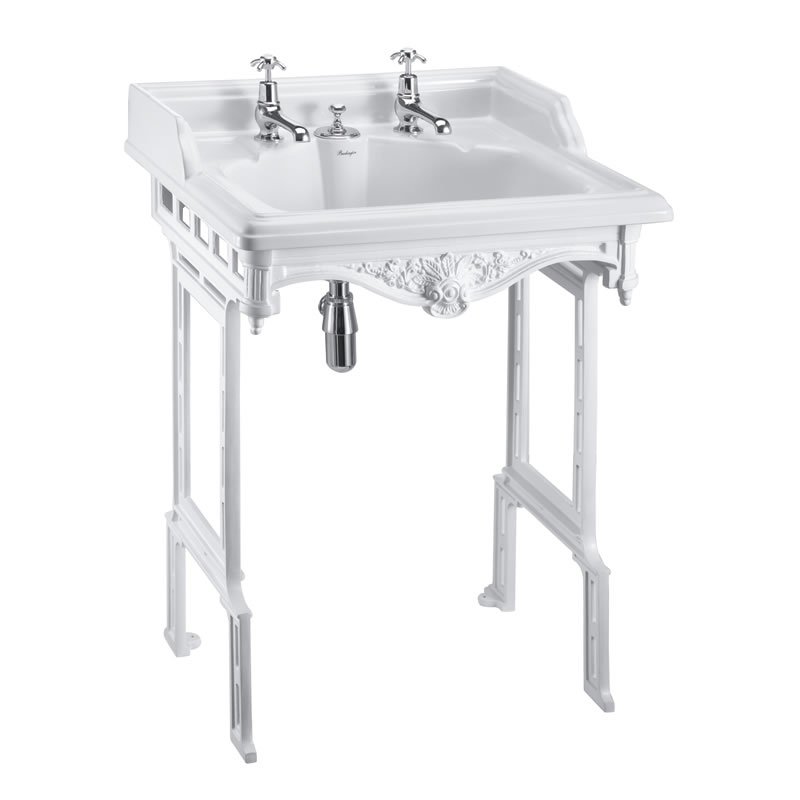 Burlington Classic Basin With Washstand And Invisible Overflow – 650mm Wide – 2 TH – Gloss White - Matt White