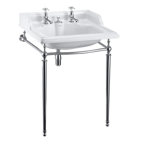 Burlington Classic Basin With Washstand - 650mm Wide - 2 TH - Gloss White