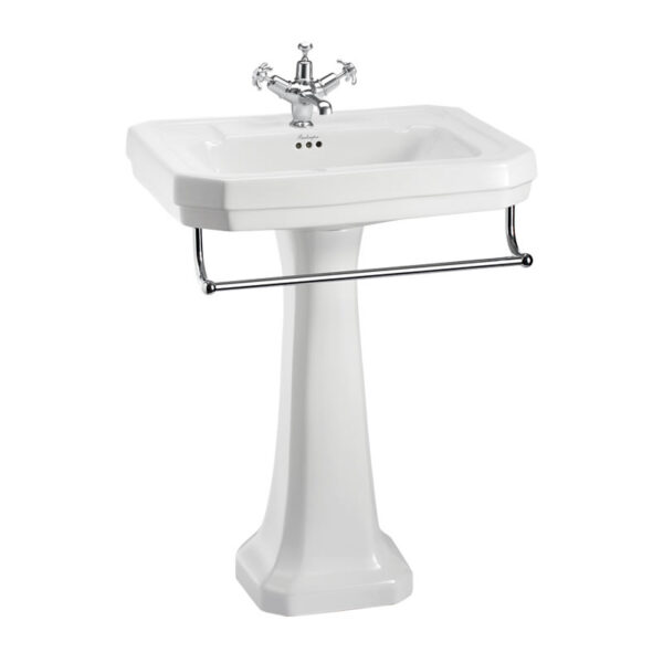 Burlington Victorian Basin With Regal Full Pedestal And Towel Rail - 610mm Wide - White