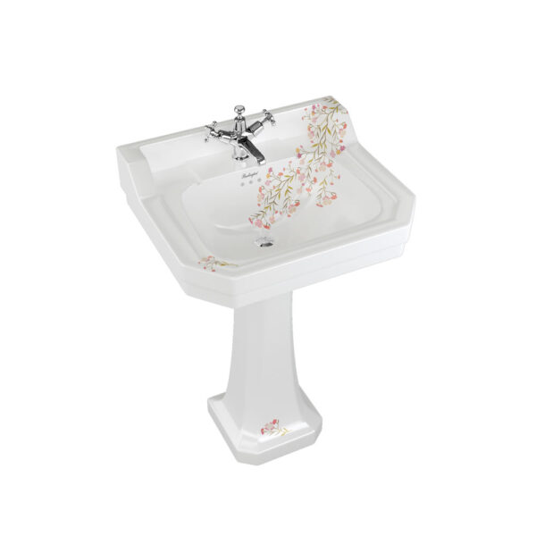 Burlington Bespoke Edwardian Basin With Full Pedestal - 560mm Wide - Oriental Blossom