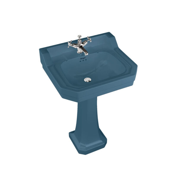 Burlington Bespoke Edwardian Basin With Full Pedestal - 560mm Wide - Alaska Blue