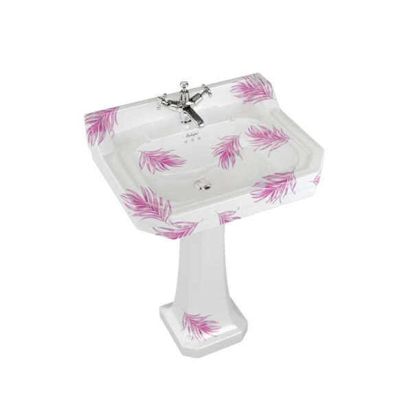 Burlington Bespoke Edwardian Basin With Full Pedestal - 560mm Wide - Botanical Pink