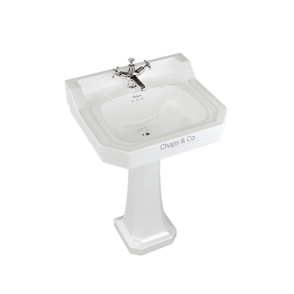 Burlington Bespoke Edwardian Modern Basin With Full Pedestal - 560mm Wide - White