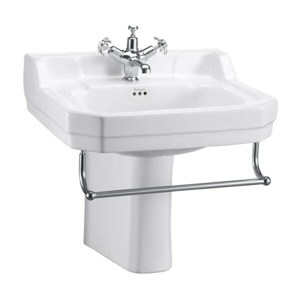 Burlington Edwardian Basin With Semi Pedestal With Towel Rail - 560mm Wide - White