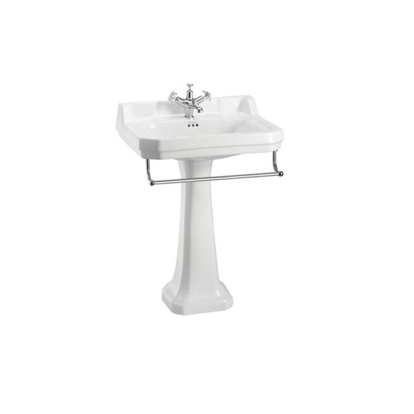 Burlington Edwardian Basin With Regal Full Pedestal And Towel Rail - 610mm Wide - White