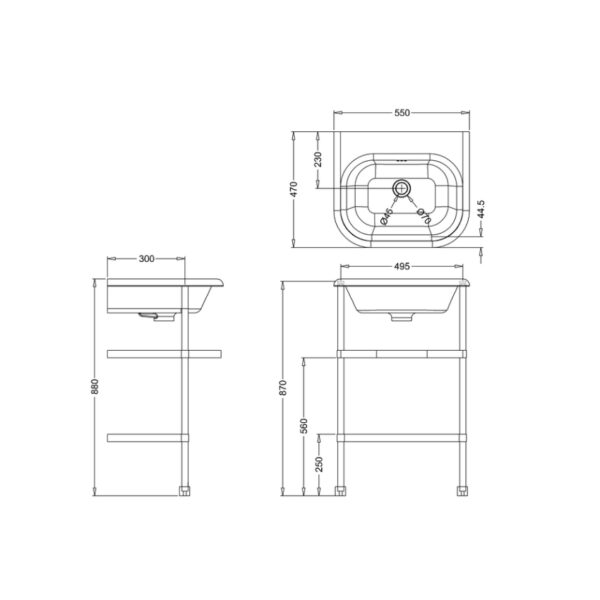 Burlington Basin With Washstand - No TH - White - Image 2