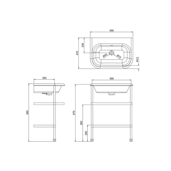 Burlington Basin With Washstand - No TH - White - Image 3