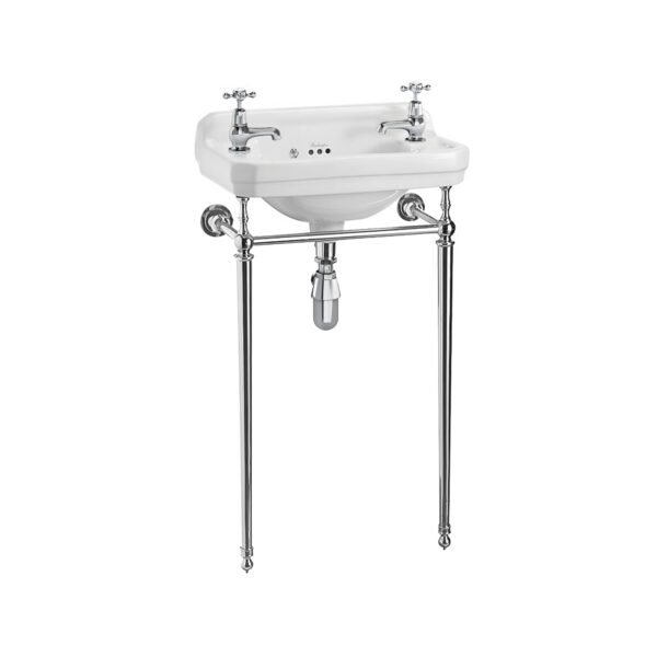 Burlington Edwardian Basin With Washstand - 512mm Wide - 2 TH - Gloss White