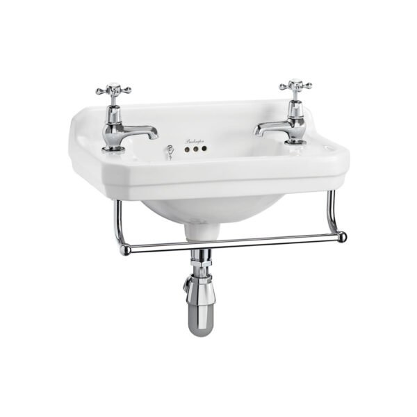 Burlington Edwardian Wall Hung Basin With Towel Rail - 512mm Wide - Gloss White