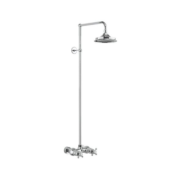 Burlington Eden 1 Outlet Thermostatic Exposed Shower Valve With Rigid Riser, Swivel Shower Arm And Head